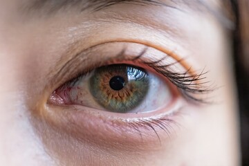 Obraz premium A breathtaking closeup image showcasing the intricate details and vibrant colors found within a human eye