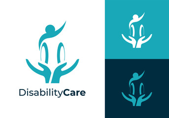 Disability Care logo. Disability with Hand elements logo design