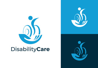 Disability Care logo. Disability with Hand elements logo design