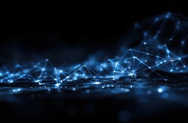 Abstract network of glowing blue lines and points on a dark background (1)