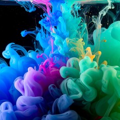 Abstract vibrant colors swirling in liquid