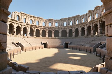 Fototapeta premium Explore the grandeur of this ancient Roman amphitheater, showcasing its stunning architecture and cultural significance