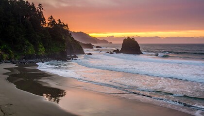 Coastal sunset over a tranquil beach