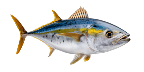 Ocean's Jewel: A brilliantly detailed photograph of a sleek tuna, showcasing vibrant colors and textures, ready to bring the essence of the sea to your collection.