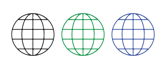 International Globe Icons for Use in Technology, Business, and Global Networking Projects