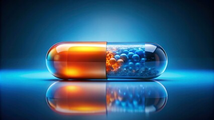 Colorful Capsule with Jelly Balls, Science and Health Concept