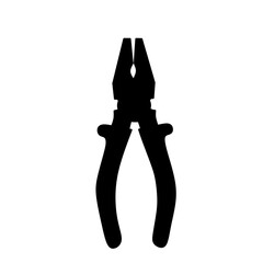 Black silhouette vector of pliers isolated on white background. Perfect for mechanic, electrician, construction, workshop, handyman, or DIY design concepts