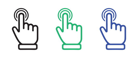Flat style cursor hand icons representing computer click actions