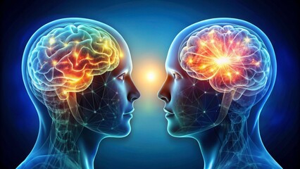 Obraz premium Human Brain Connection with Energetic Glow and Abstract Patterns