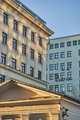 facade of a building with blue sky