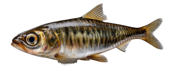 Fish isolated: An close-up study reveals the intricate details of an isolated fish, featuring shimmering scales and delicate fins, a visual ode to underwater life and aquatic beauty.