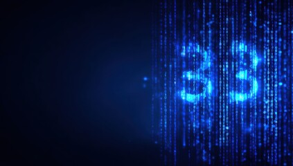 Abstract digital display with blue light particles forming the number 553