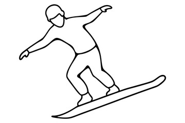 line art Snowboarding tricks silhouette vector