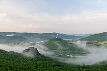 Morning Mist over Lama Mountain, Balin Town, Yakeshi City, Inner Mongolia Autonomous Region