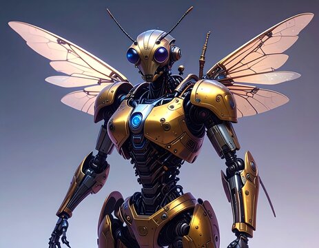 Golden robot bee