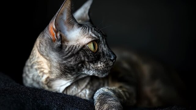 Devon Rex Cat's Elegant Gaze