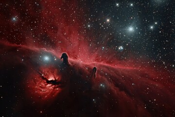 Fototapeta premium Deep space nebula with dark silhouette