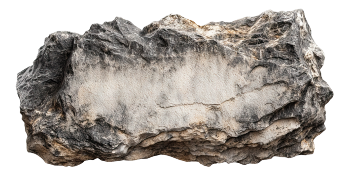 Rough stone slab with flat central surface, isolated on transparent cutout background - Powered by Adobe