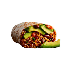 Delicious Burrito with Rice, Beans, and Avocado - Mexican Food