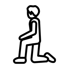 Kneeling Person Vector Line Icon Design
