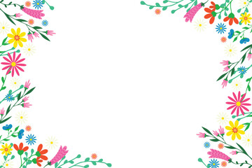 Beautiful floral vector card Delicate flowers along edges Copy space Isolated transparent background Perfect for invitations wedding designs creative projects. Elegant stylish versatile. Overlay