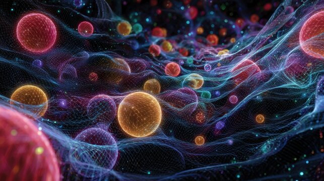 glowing orbs in cosmic net - Powered by Adobe