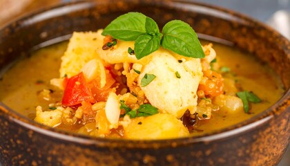 Bowl of hot, flavorful soup