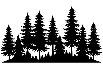 Fototapeta premium Pine forest landscape silhouette vector