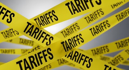 Fototapeta premium Tariffs Yellow Tape Intertwined