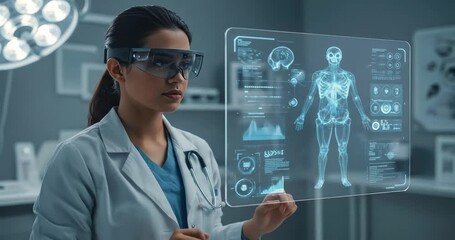 Doctor using augmented reality to analyze patient data (1) - Powered by Adobe