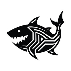 Fototapeta premium Cyber Shark Icon Vector Illustration