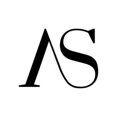 Elegant AS monogram logo in minimalist black typography
