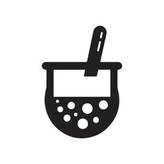 2d boba drink logo with white background