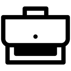 Briefcase. Outlined stroke vector icon with black-filled details.