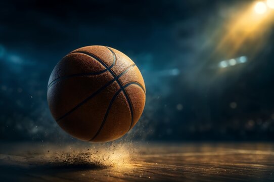 Basketball with Dust Floating in Stadium - Powered by Adobe