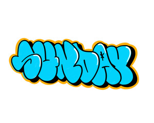 textured graffiti bubble style letter SUNDAY day's name isolated design