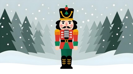 Nutcracker Soldier Flat Icon – Traditional Christmas Toy Vector
