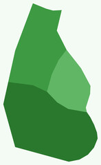 Map of Montserrat with regions. Just a simple country border map with region division. Green color palette. Blank Montserrat shape with administrative division. Vector illustration.