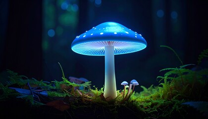 Fototapeta premium realistic luminescent mushroom