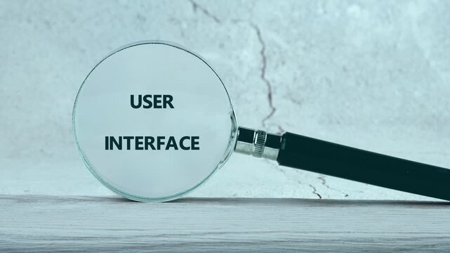 Animation of the USER INTERFACE text. Discover how animated text and technology transform business concepts and enhance user interface experiences in modern finance solutions