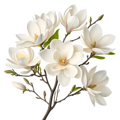 Fototapeta premium Beautiful white magnolia flowers blooming on a dark background