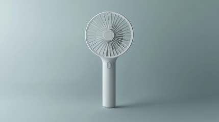 13.A clean 3D render of a handheld plastic fan with a smooth, curved shape and minimalist aesthetic. The fan features a broad, flat surface and a sturdy handle, perfect for brand promotion or custom