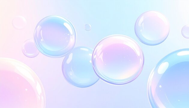 Abstract 3D glass spheres floating over blurred gradient background, frosted texture