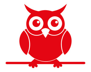 Owl sitting on branch silhouette illustration