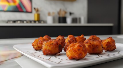 Closeup of a fresh and healthy chicken salad meal with green vegetables on a white plate