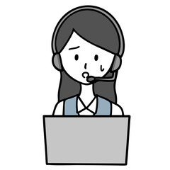 困っているコールセンターの女性