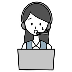 戸惑うコールセンターの女性