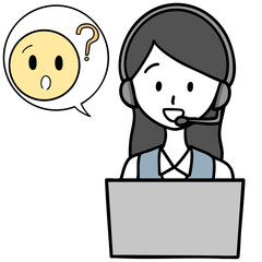 笑顔のコールセンターの女性と問い合わせる人