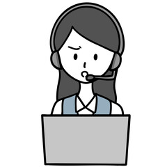 不満げなコールセンターの女性