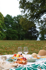 Romantic Outdoor Picnic Ros&eacute; Wine Fresh Food
